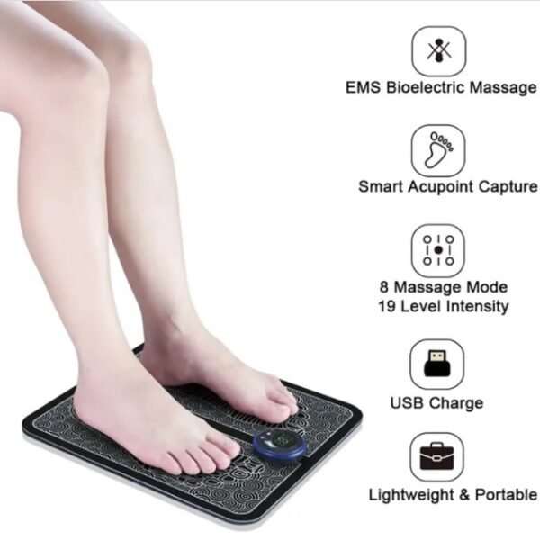 Rechargeable Electric EMS Foot Massager 8 Modes 19 Intensity Folding Portable Electric Massager Mat,Electric foot massage