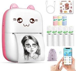 Portable Mini Printer | Compatible with iOS & Android | Wireless Bluetooth Thermal Printing | Great for Printing Text Messages,